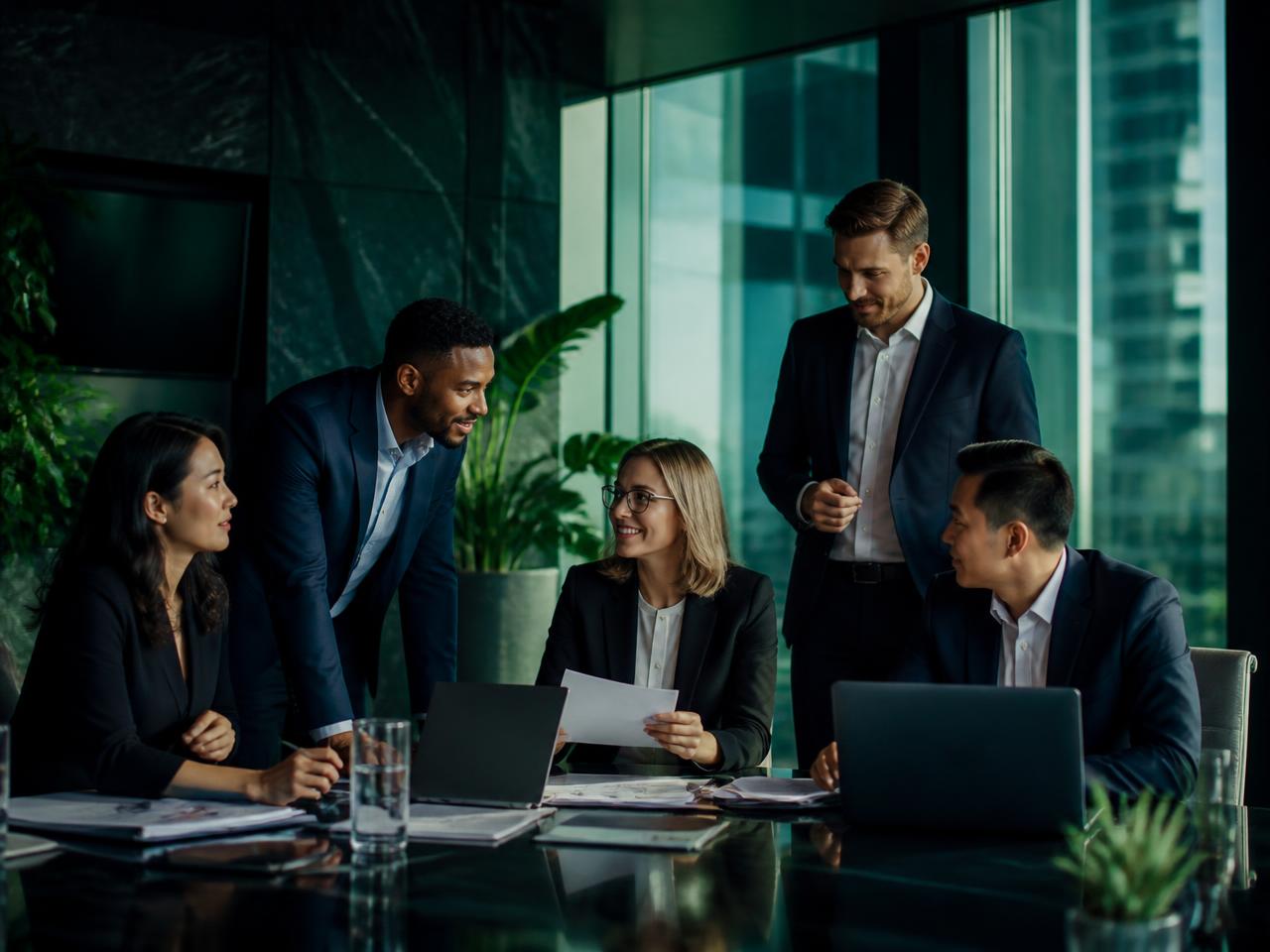 International professionals collaborating after securing sponsored roles